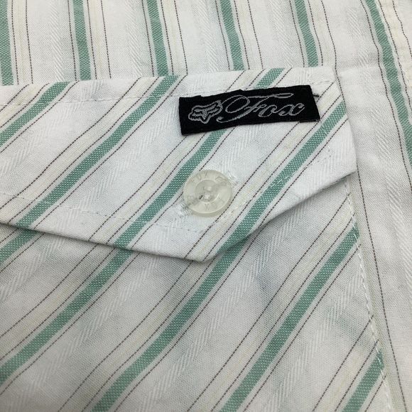 Fox Deluxe Mens Short‎ Sleeve Button Up Shirt Striped Size Medium - Picture 4 of 7